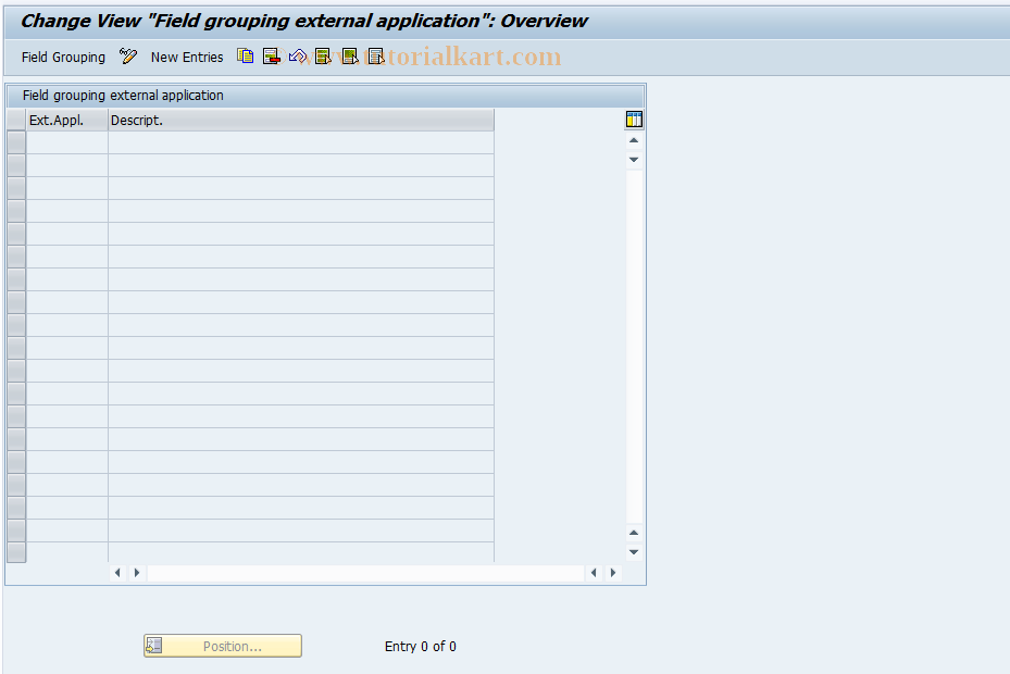 SAP TCode CACS_CSC0105 - CSC Customer : Field Grouping External Application 