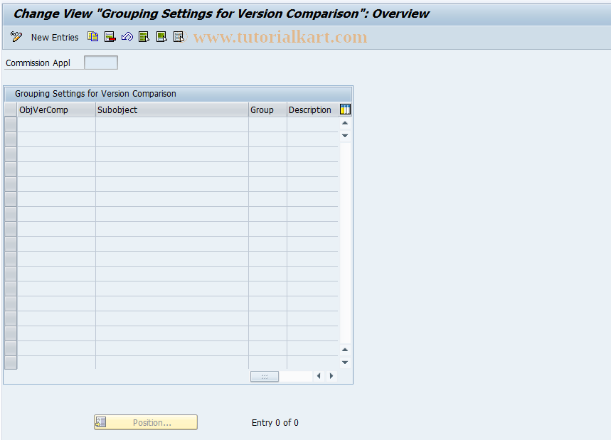 SAP TCode CACS_CSCCVOGRP - CSC Customer : Grouping for Versn Comp.