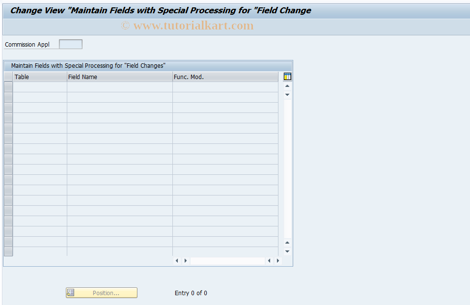 SAP TCode CACS_CSCFLDCH - CSC-Cust: Special Processing Fields