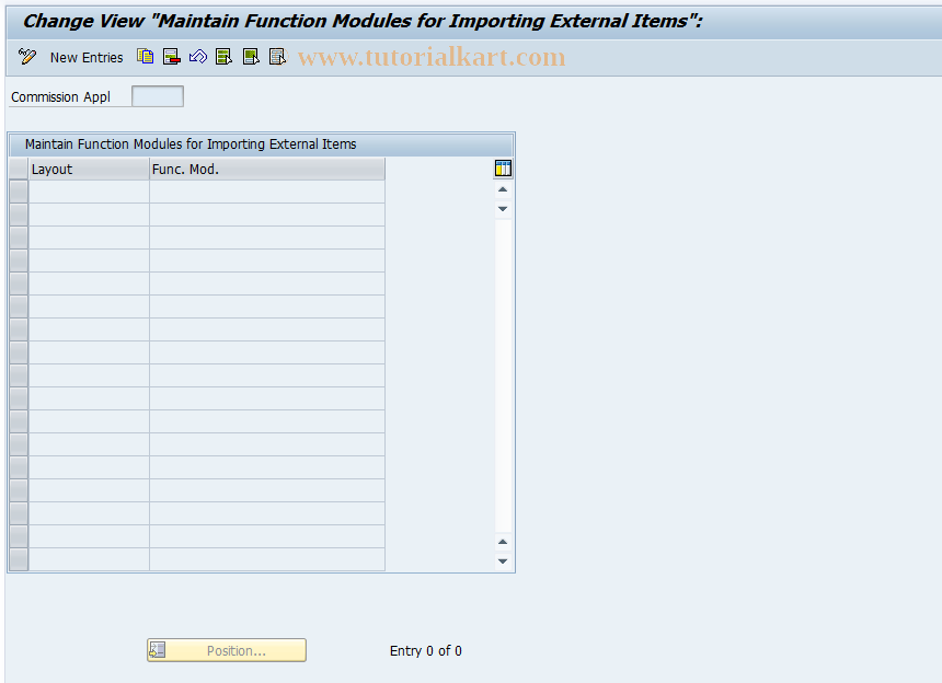 SAP TCode CACS_CSCOTPOS - CSC-Cust: FM for Importing Items