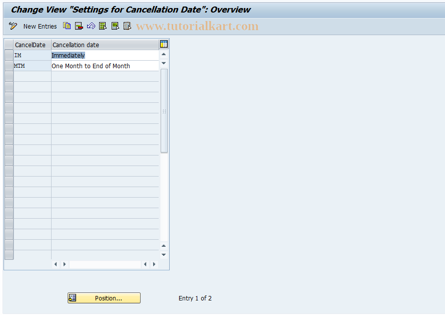 SAP TCode CACS_CSCTERMD - CSC Customer : Cancellation Date