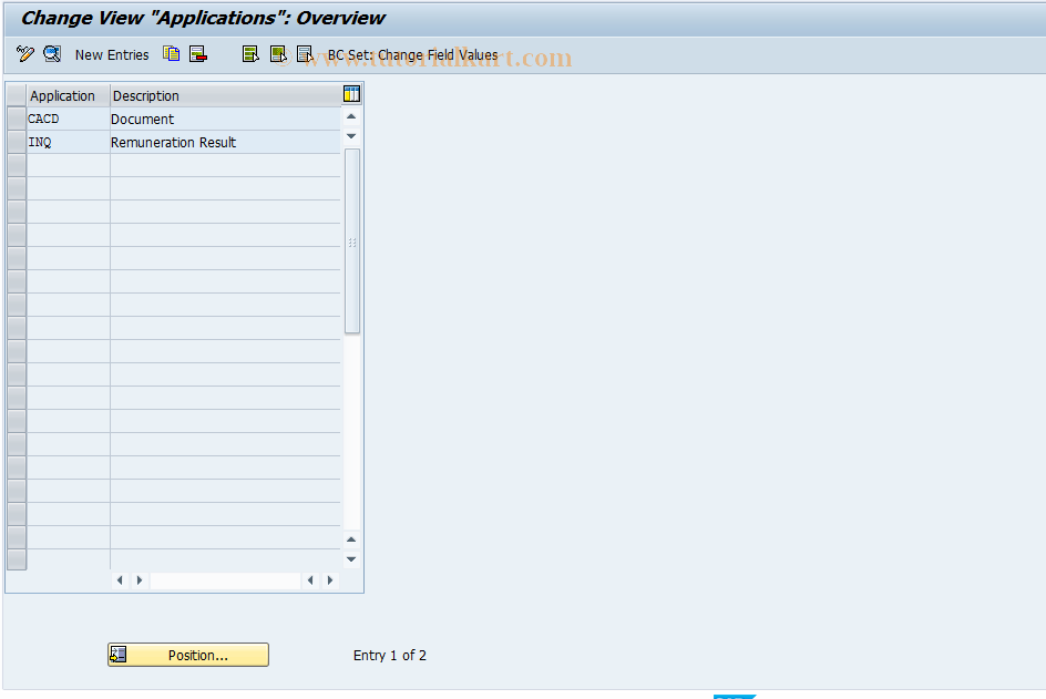 SAP TCode CACS_CSD0001 - CSD Control: Applications