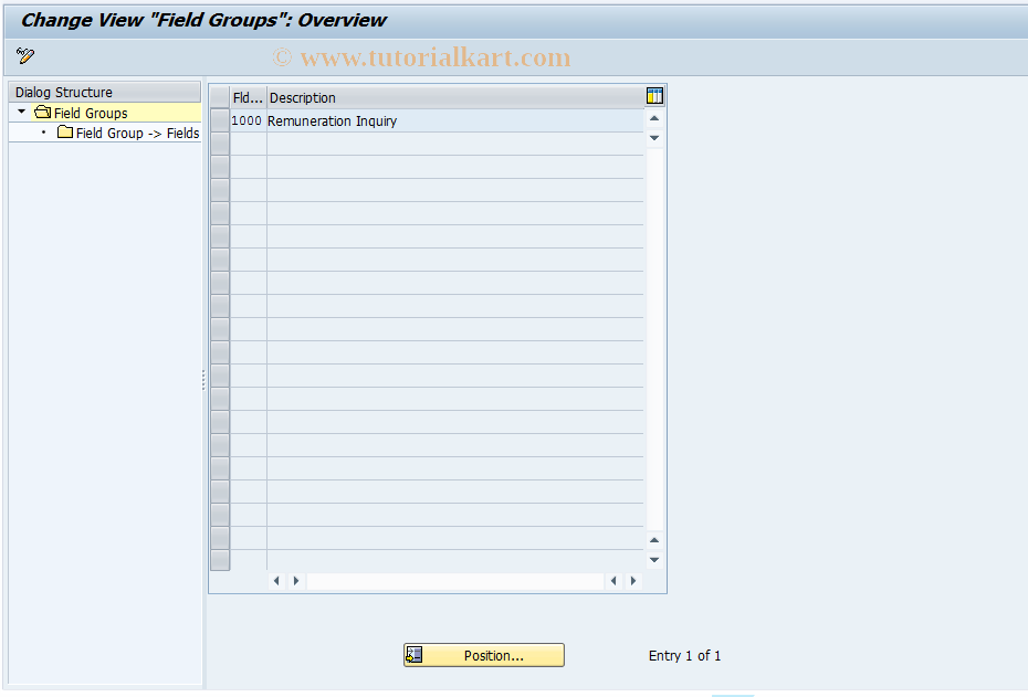 SAP TCode CACS_CSD0002 - CSD Control: Field Groups