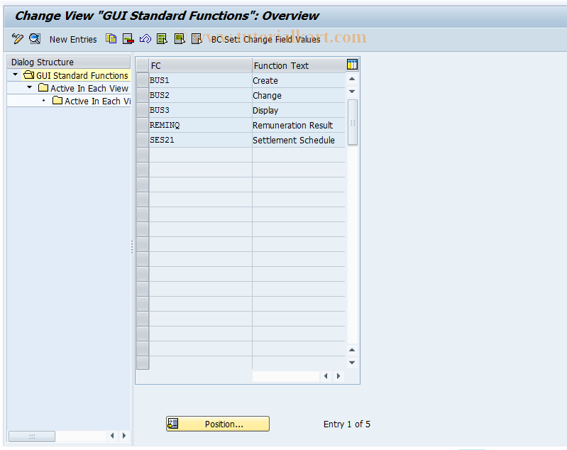 SAP TCode CACS_CSD0008 - CSD Control: GUI Standard Functions