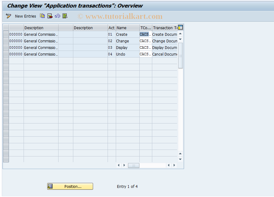 SAP TCode CACS_CSD0015 - CSD Control: Application Transactn