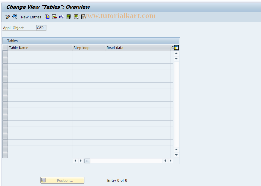 SAP TCode CACS_CSD0016 - CSD Control: Tables