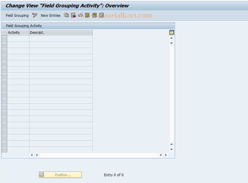 SAP TCode CACS_CSD0100 - CSD Customer : Field Grouping Activity