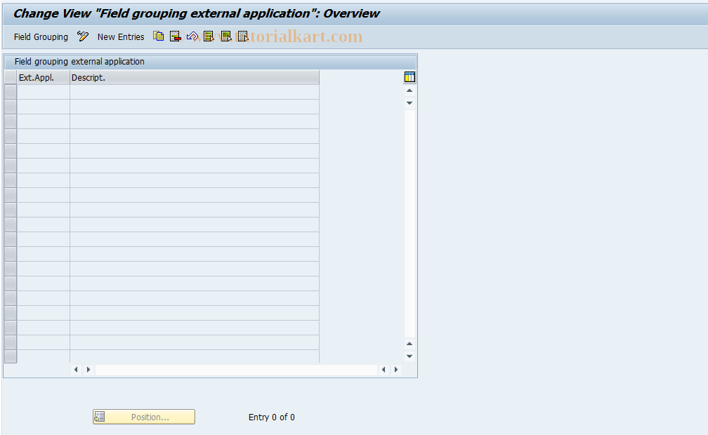 SAP TCode CACS_CSD0105 - CSD Cust: Field Grouping External Applictn