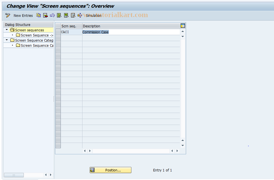 SAP TCode CACS_CSI0006 - CSI Control: Screen Sequences