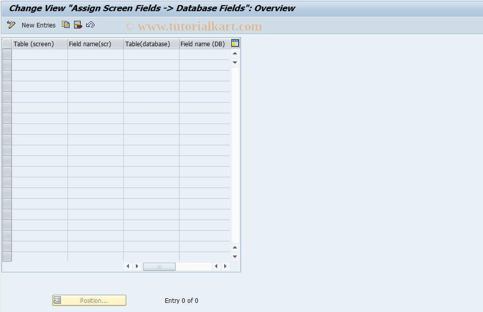 SAP TCode CACS_CSI0011 - CSI Control: Assign ScrnField->DBField