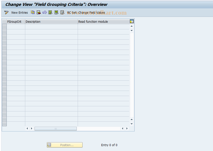 SAP TCode CACS_CSI0012 - CSI Control: Field Grouping Criteria