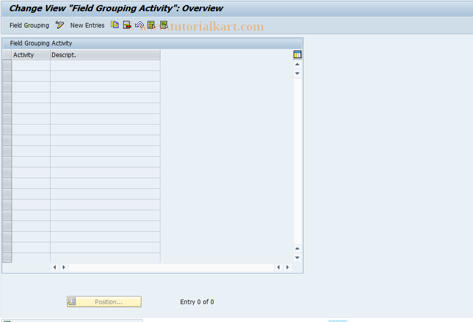 SAP TCode CACS_CSI0100 - CSI Customer : Field Grouping Activity