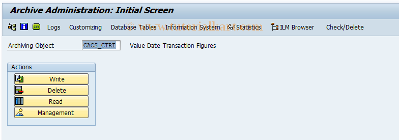 SAP TCode CACS_CTRT_ARCH - Archiving: Commission Contract