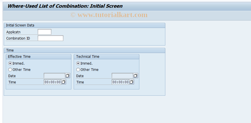 SAP TCode CACS_DET_WUL_COMB - Determ: Where-Used List(Combination)