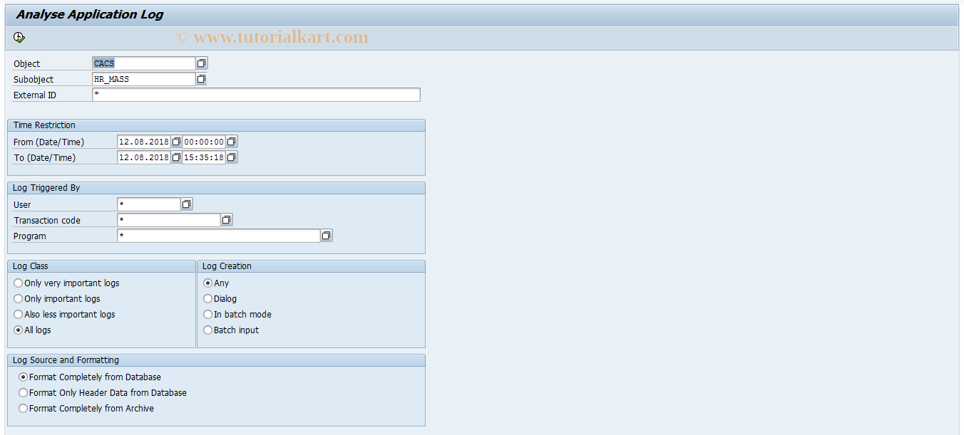 SAP TCode CACS_DISPREASSIGN - Logs for Manual HR-GP Linking