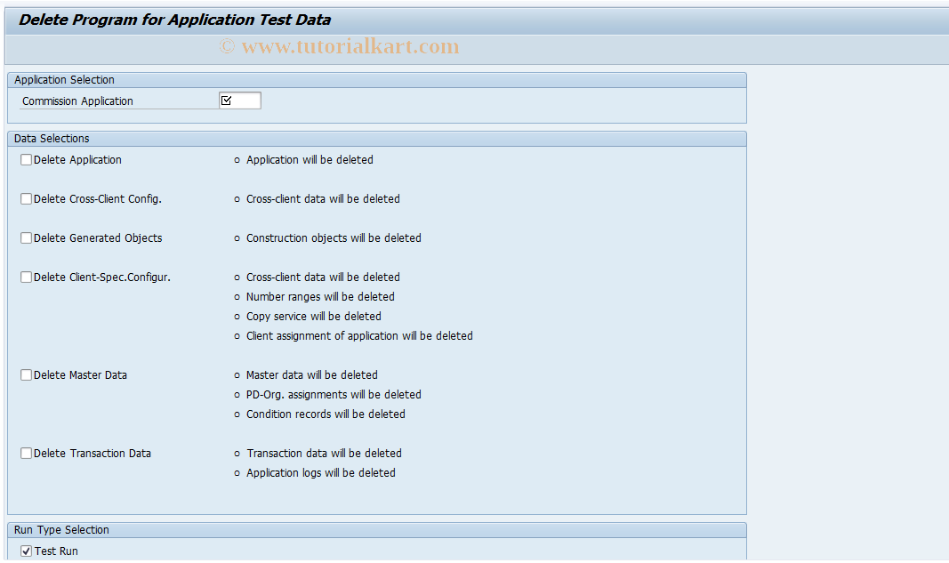 SAP TCode CACS_ERASE - Delete Program for ICM Applications