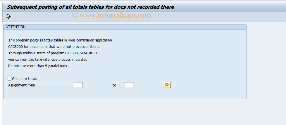 SAP TCode CACS_EURO_SUM_BUILD - Rebuilding Totals Tables