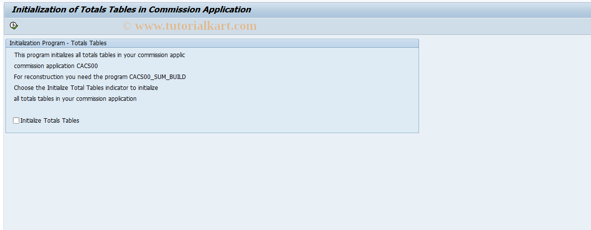 SAP TCode CACS_EURO_SUM_INIT - Initialization of Totals Tables