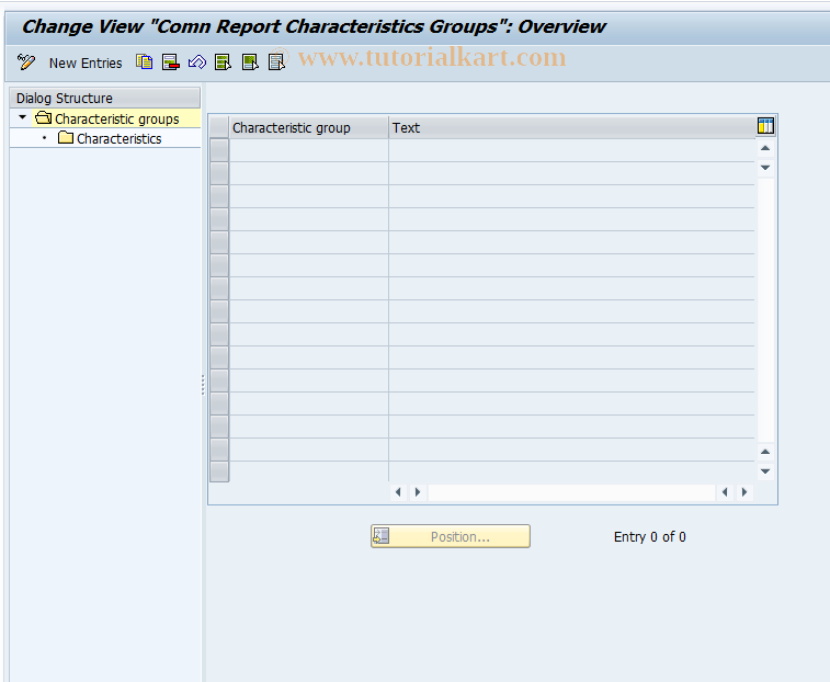 SAP TCode CACS_G - Comn Report Characteristics Groups