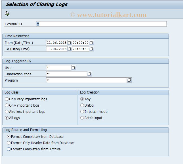 SAP TCode CACS_LOGCLOSE -  Display Logs: Closing Flat-Rates/Guar