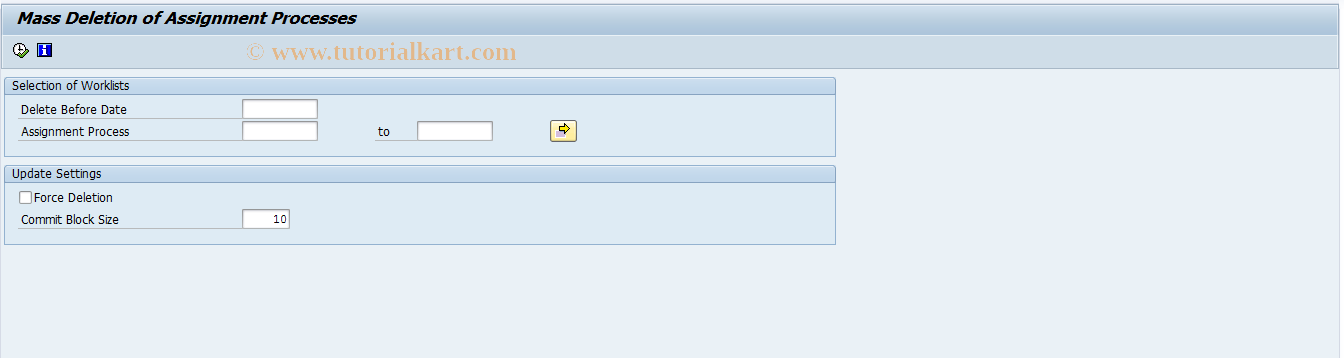 SAP TCode CACS_OA21 - FOA: Process Mass Deletion