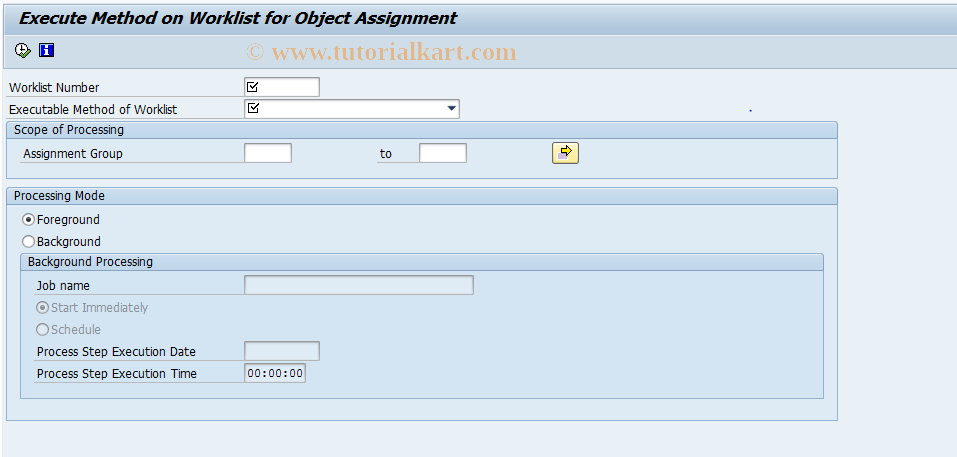 SAP TCode CACS_OA35 - FOA: Schedule Worklist Processing