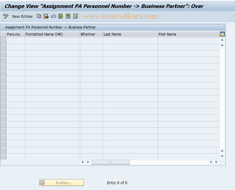 SAP TCode CACS_PERNRBP - Assigning Personnel Number -> BP