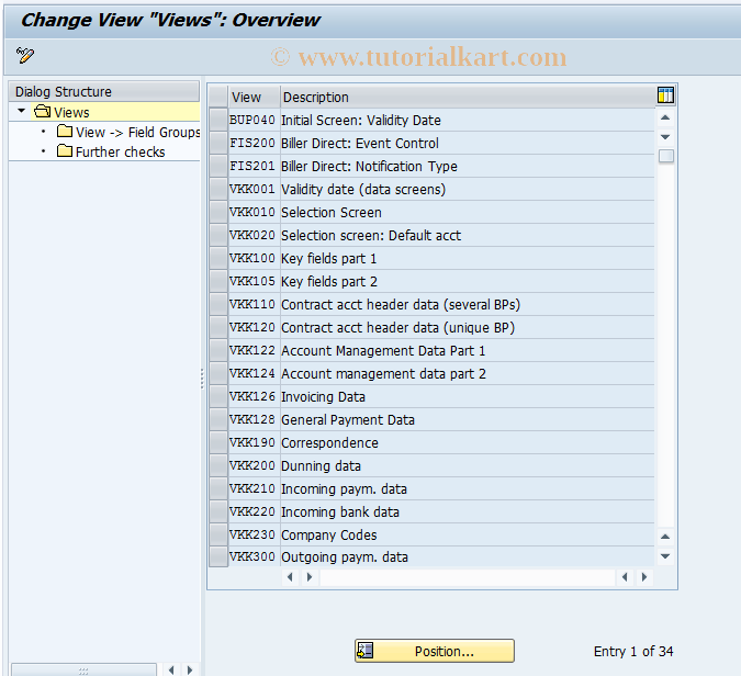 SAP TCode CAS3 - CA Control: Views