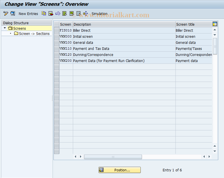 SAP TCode CAS5 - CA Control: Screens