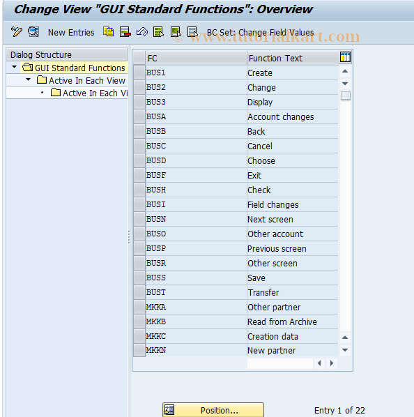 SAP TCode CAS8 - CA Control: CUA Standard Functions