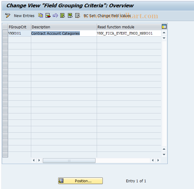 SAP TCode CASC - CA Control: Field Grouping Criteria