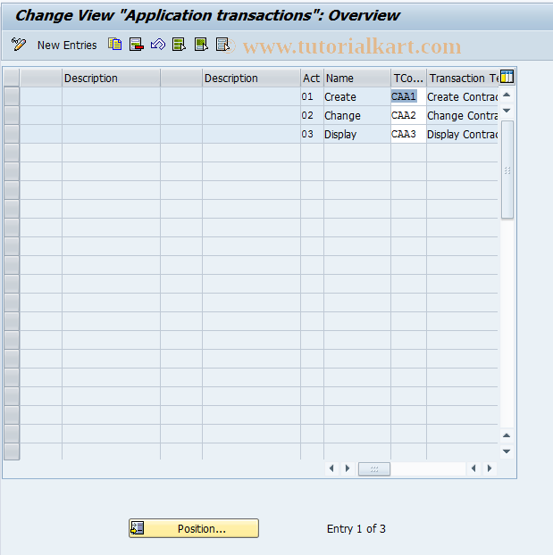 SAP TCode CASF - CA Control: Application Transaction