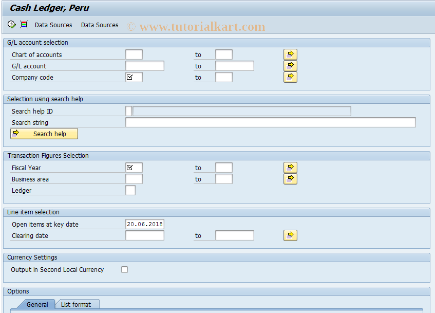 SAP TCode CASH_LEDGER_PERU - Cash Ledger Peru