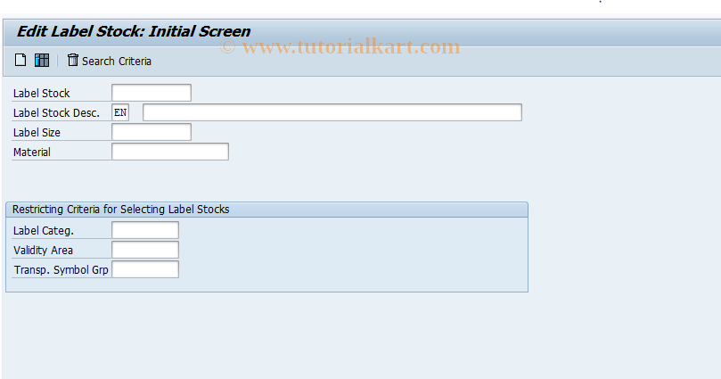 SAP TCode CBGL_LS02 - EHS: Edit Label Stock