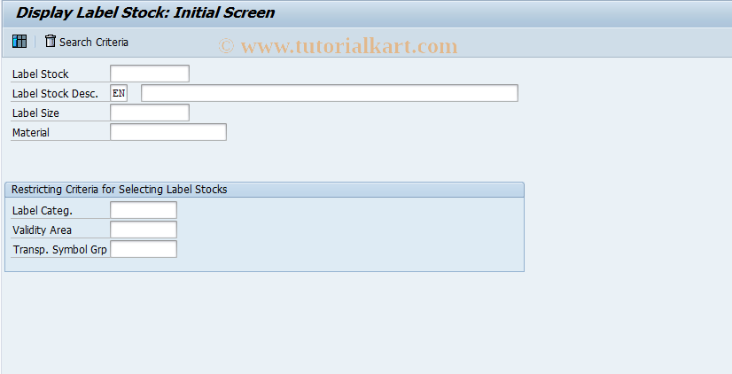 SAP TCode CBGL_LS03 - EHS: Display Label Stock