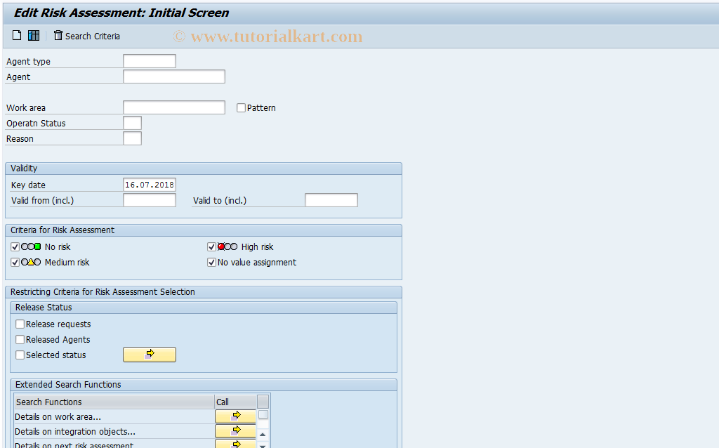 SAP TCode CBIH12 - EHS: Edit Risk Assessment