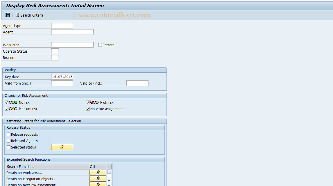 SAP TCode CBIH13 - EHS: Display Risk Assessment