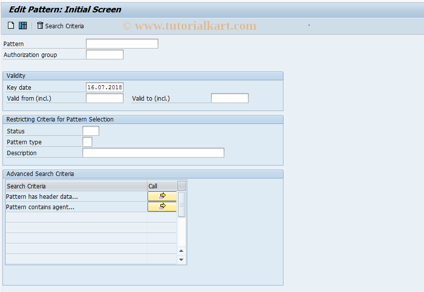 SAP TCode CBIH42 - EHS: Edit Pattern