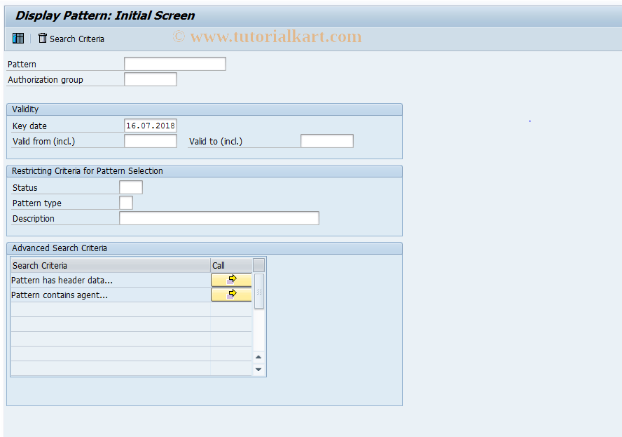 SAP TCode CBIH43 - EHS: Display Pattern