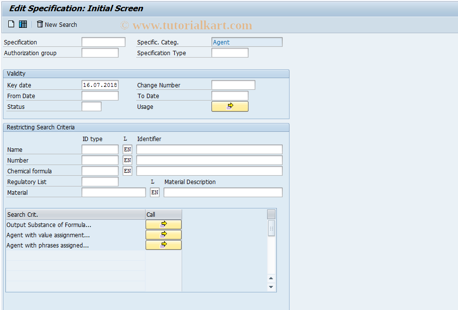 SAP TCode CBIH92OLD - EHS: Edit Agent (Substance)