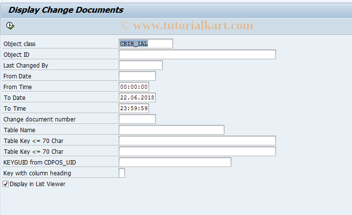 SAP TCode CBIHCH3 - Change Documents Incident/Accident Log