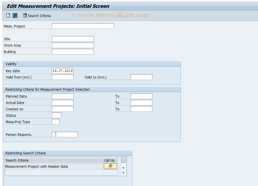 SAP TCode CBIHM2 - EHS: Edit Measurement Projects