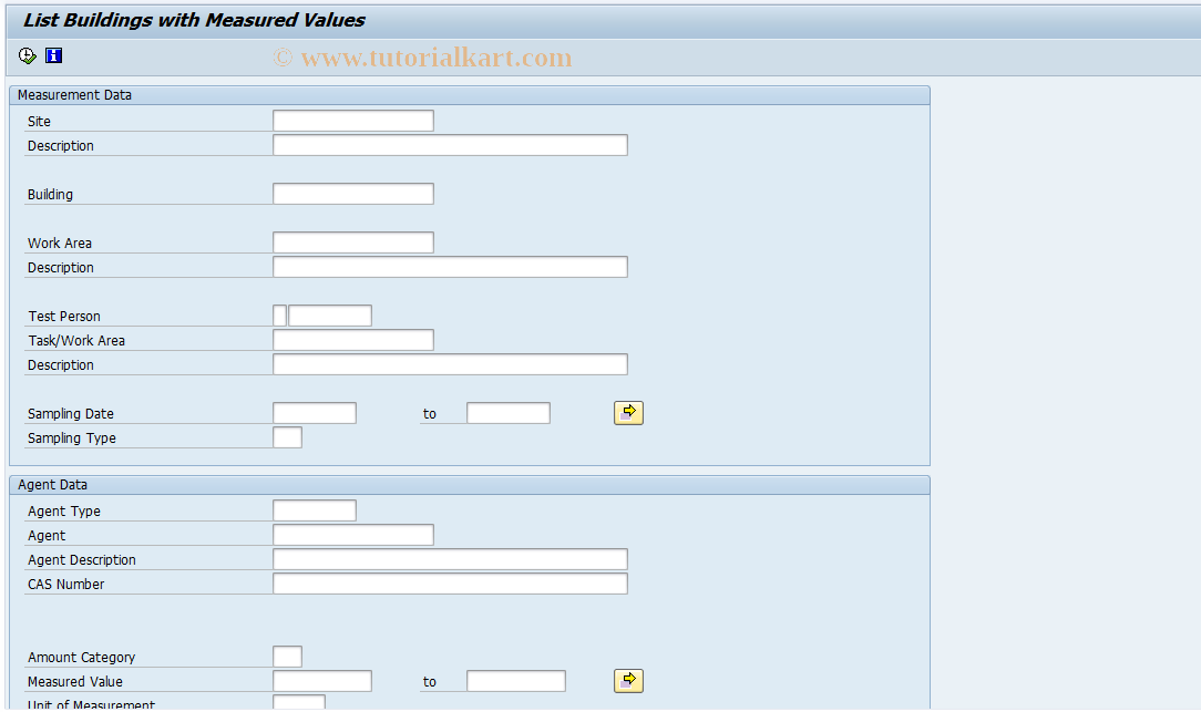 SAP TCode CBIHMR02 - EHS: Buildings with Measured Values