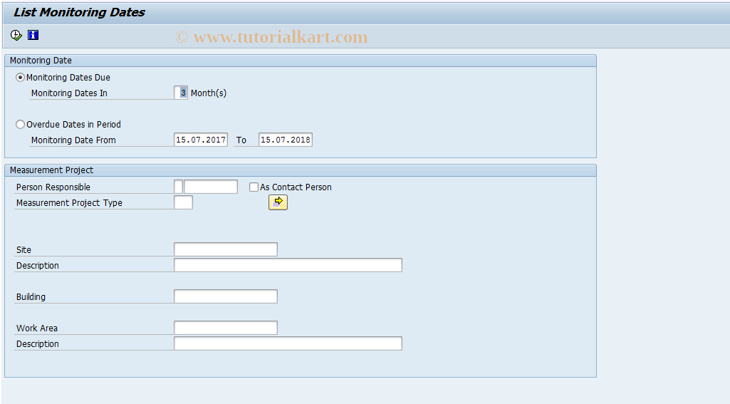 SAP TCode CBIHMR05 - EHS: Monitoring Dates