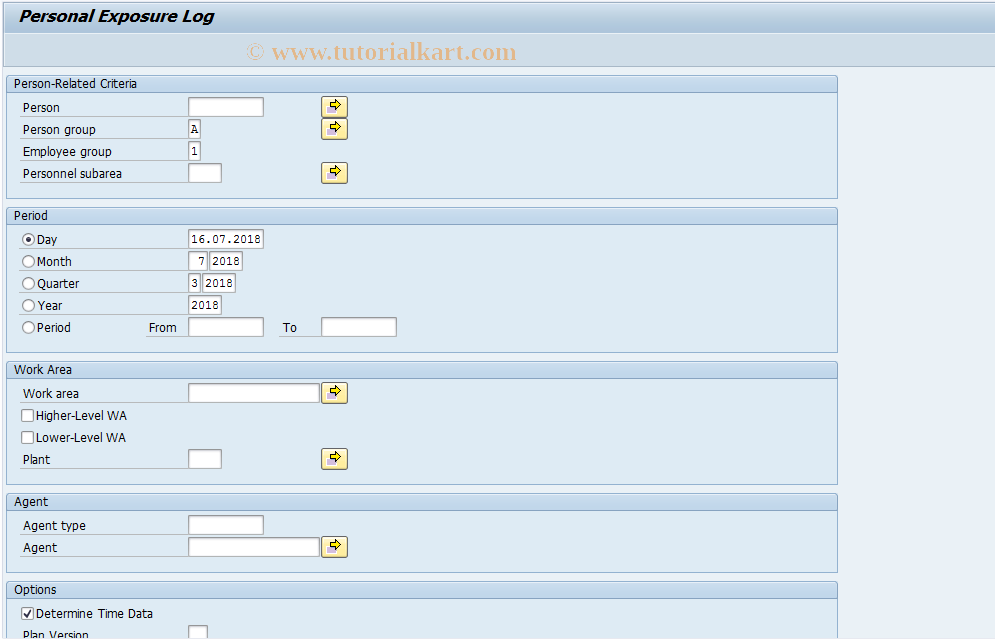 SAP TCode CBIHR01 - EHS: Personal Exposure Log