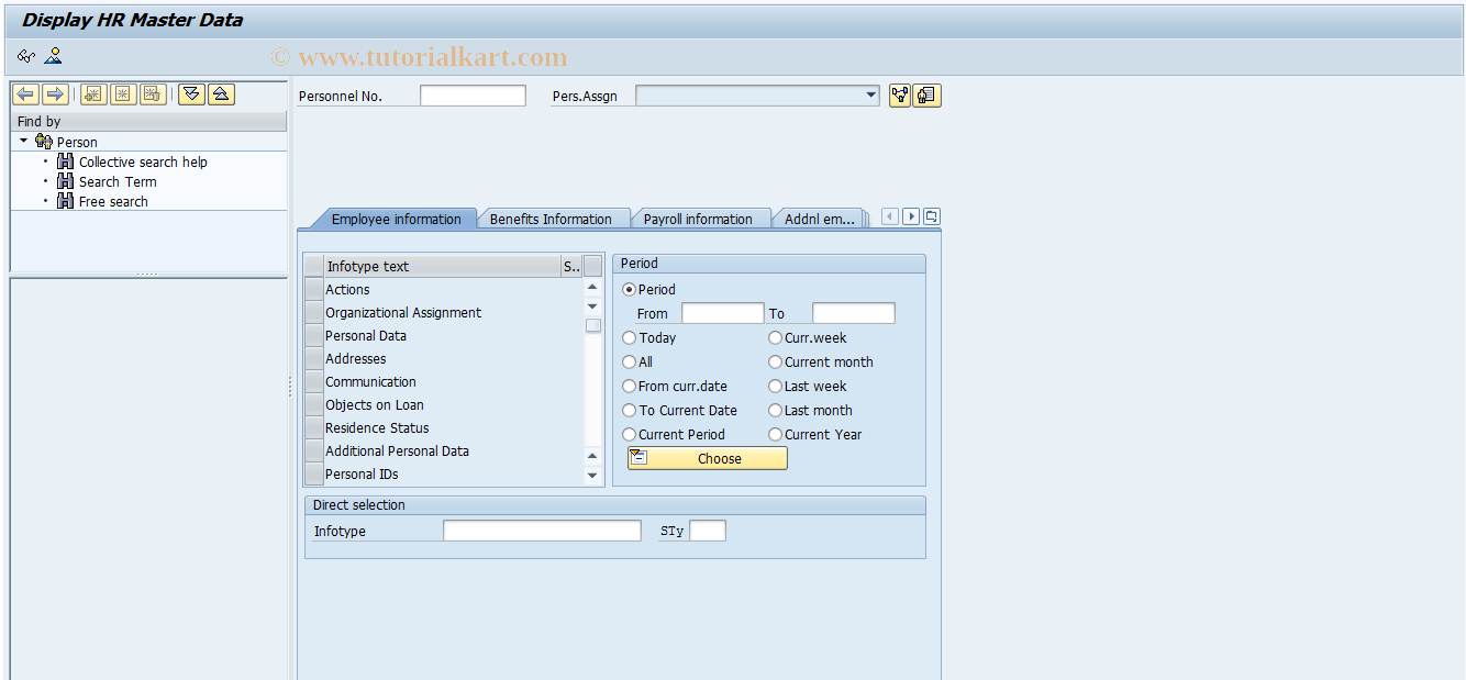 SAP TCode CBIHT0 - EHS: RFC - PA20 HR Master Data