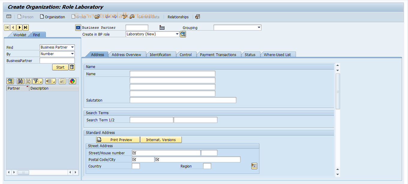 SAP TCode CBIHT6 - RFC - EHSBP41 Create Laboratory