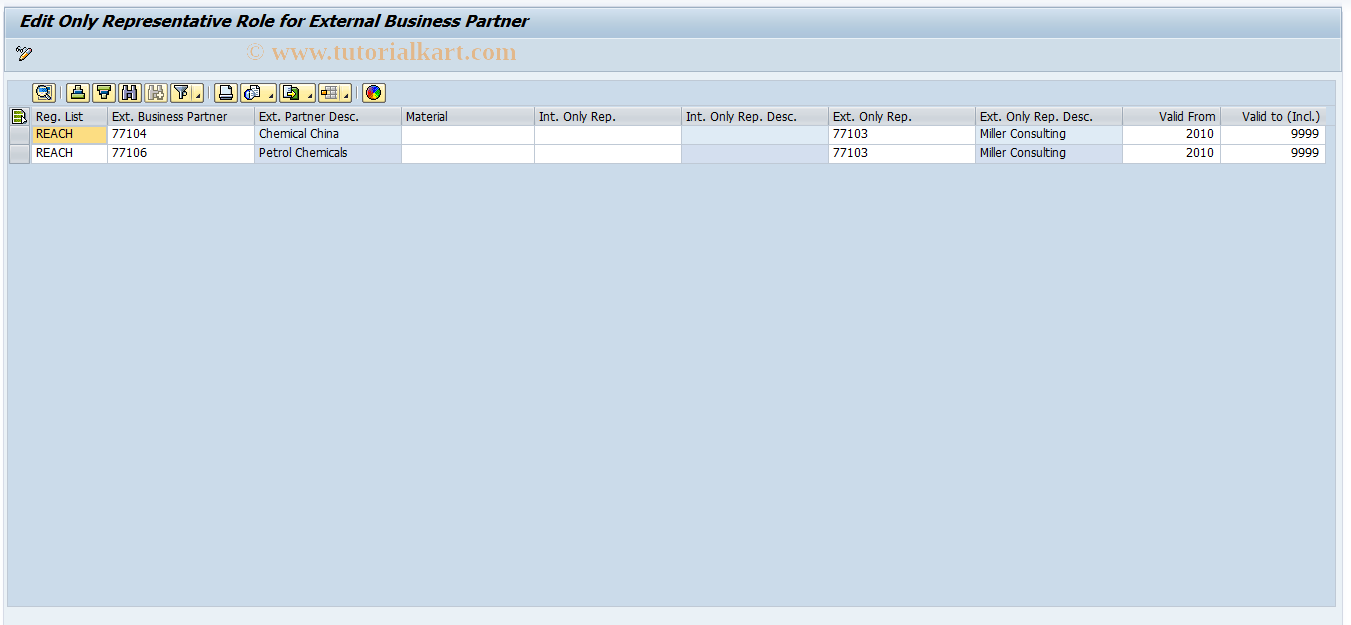 SAP TCode CBRC01 - Only Rep.: External Business Partners