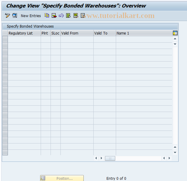 SAP TCode CBRC04 - Bonded Warehouse