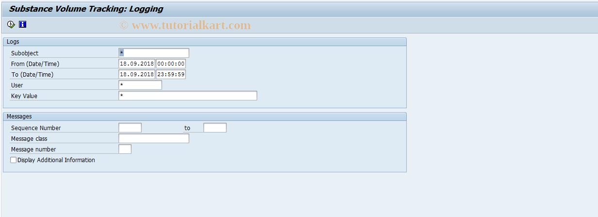 SAP TCode CBRC10 - Substance Volume Tracking: Application Log